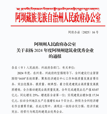 華鼎通公司榮獲阿壩州建筑業(yè)三項(xiàng)榮譽(yù)